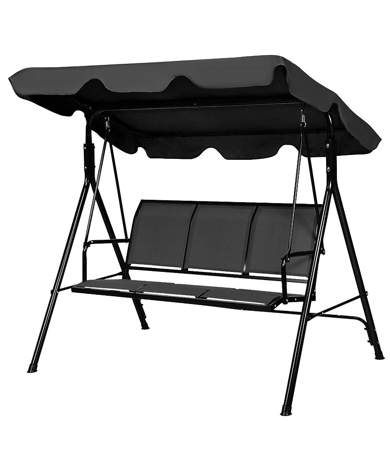 Gymax Outdoor Porch Swing Canopy Patio Swing Chair 3 Person Canopy Hammock
