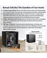 Bonsaii Security Safe Box with Money Bag, 1.28 Cubic Feet Large Document Safe Box for Home, Digital Keypad Lock, Removable Shelf for Money, Medicine,