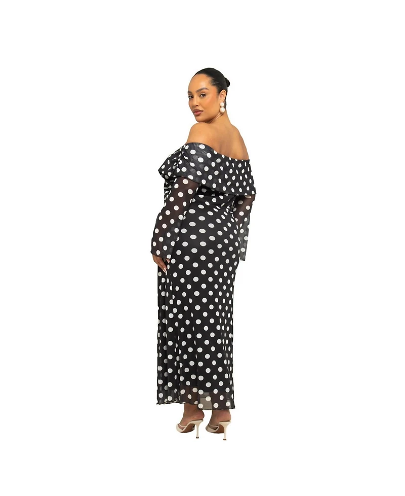 Fashion-szn Curve Women's Polka Dot Midi Dress
