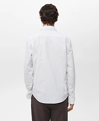 Mango Men's Cotton Regular-Fit Striped Shirt