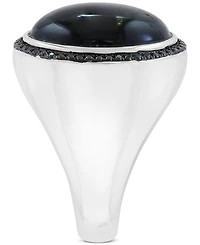 Effy Men's Onyx (17 x 12-1/2mm) & Black Spinel (1/4 ct. t.w.) Oval Statement Ring in Sterling Silver