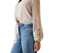 Guess Women's Camilla Blouson-Sleeve Button-Front Blouse