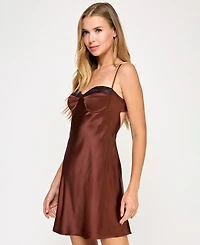 Seni & Cade Juniors' Satin Bustier Slip Dress