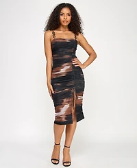 Seni & Cade Juniors' Embellished-Strap Mesh Midi Dress
