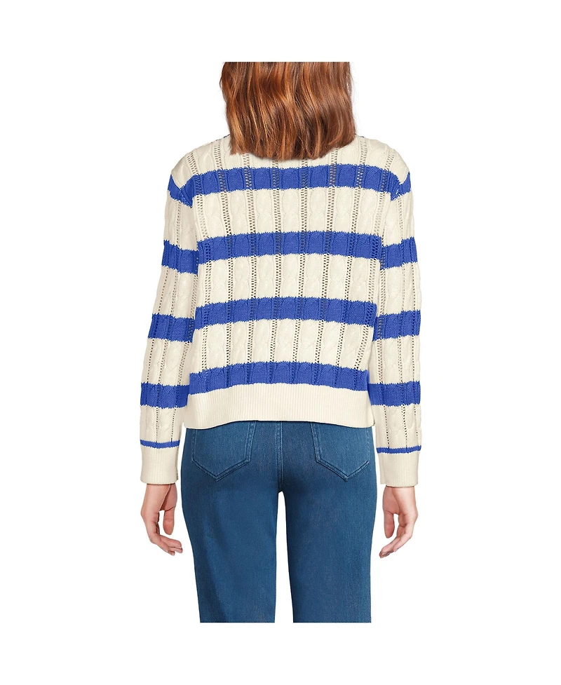 Lands' End Women's Drifter Cable Pointelle Stitch Sweater