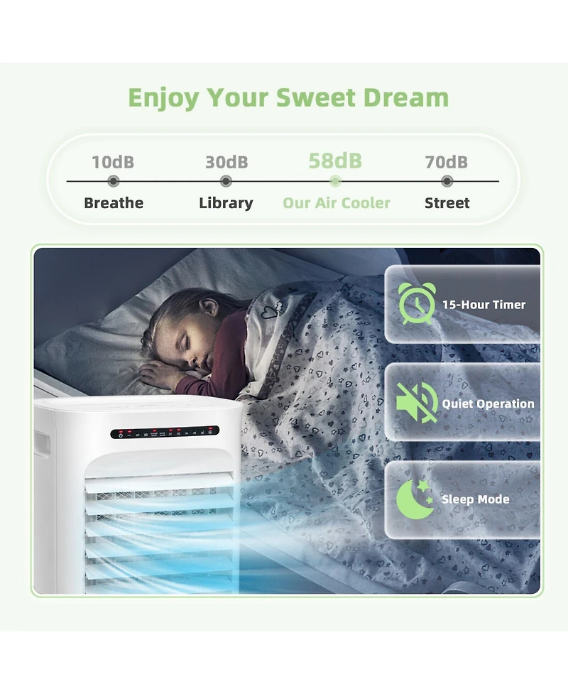 4-in-1 Portable Evaporative Air Cooler with Timer and 3 Modes