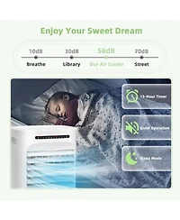 4-in-1 Portable Evaporative Air Cooler with Timer and 3 Modes