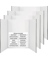 Trifold Poster Board 36" x 48" White Presentation Board - Self-Adhesive Science Subtitles Included