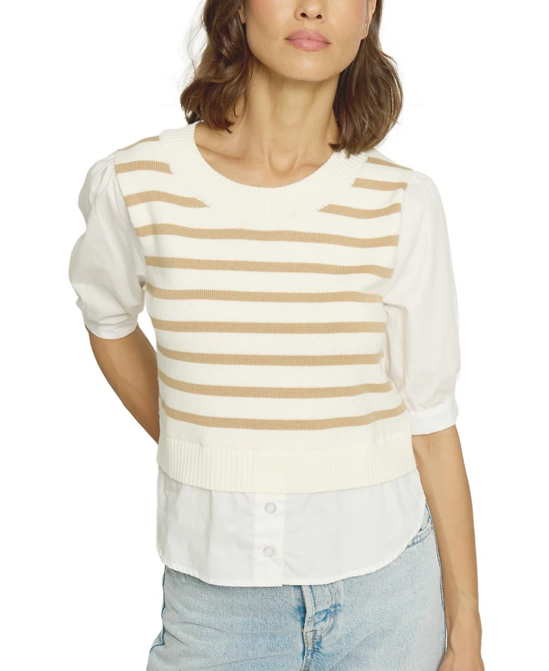 Central Park West Women's Crewneck Twofer Top