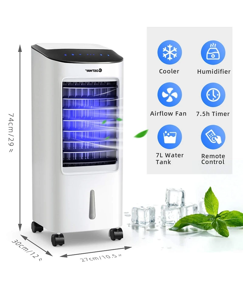 Evaporative Portable Air Cooler Fan Humidifier with Remote Control for Home Office
