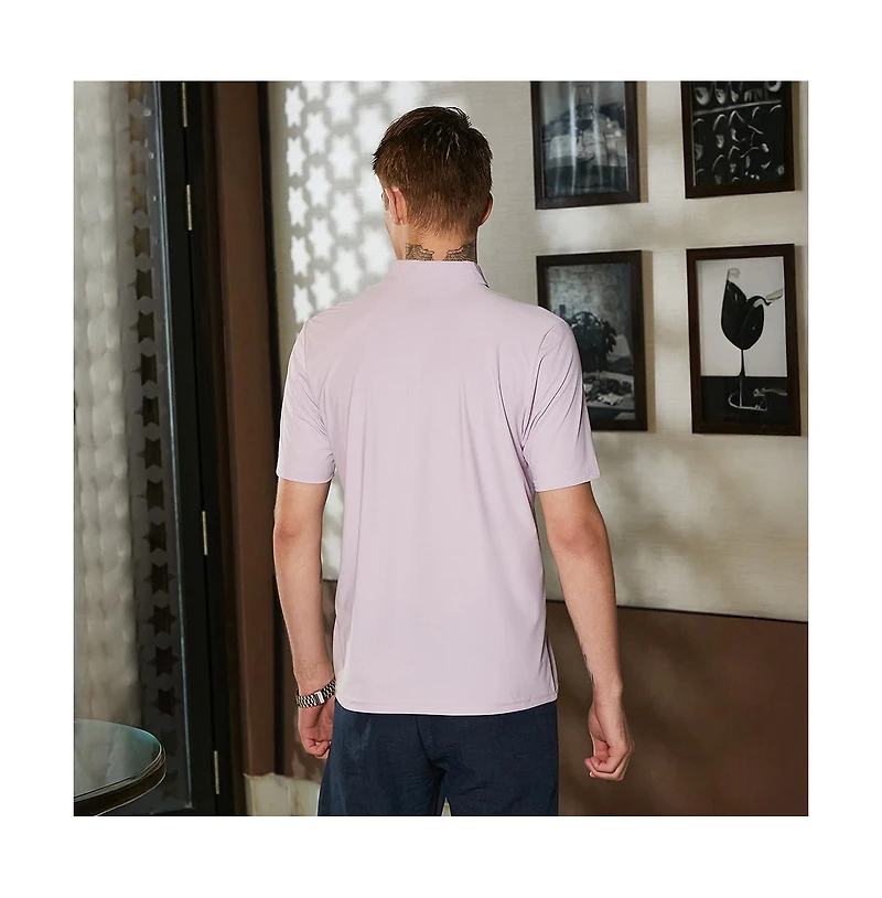 Campus Sutra Men's Lilac Seamless Solid Polo T-Shirt