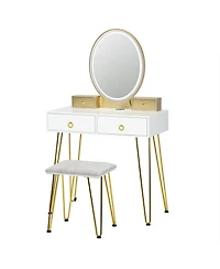 Vanity Desk with Mirror and Lights for Bedroom