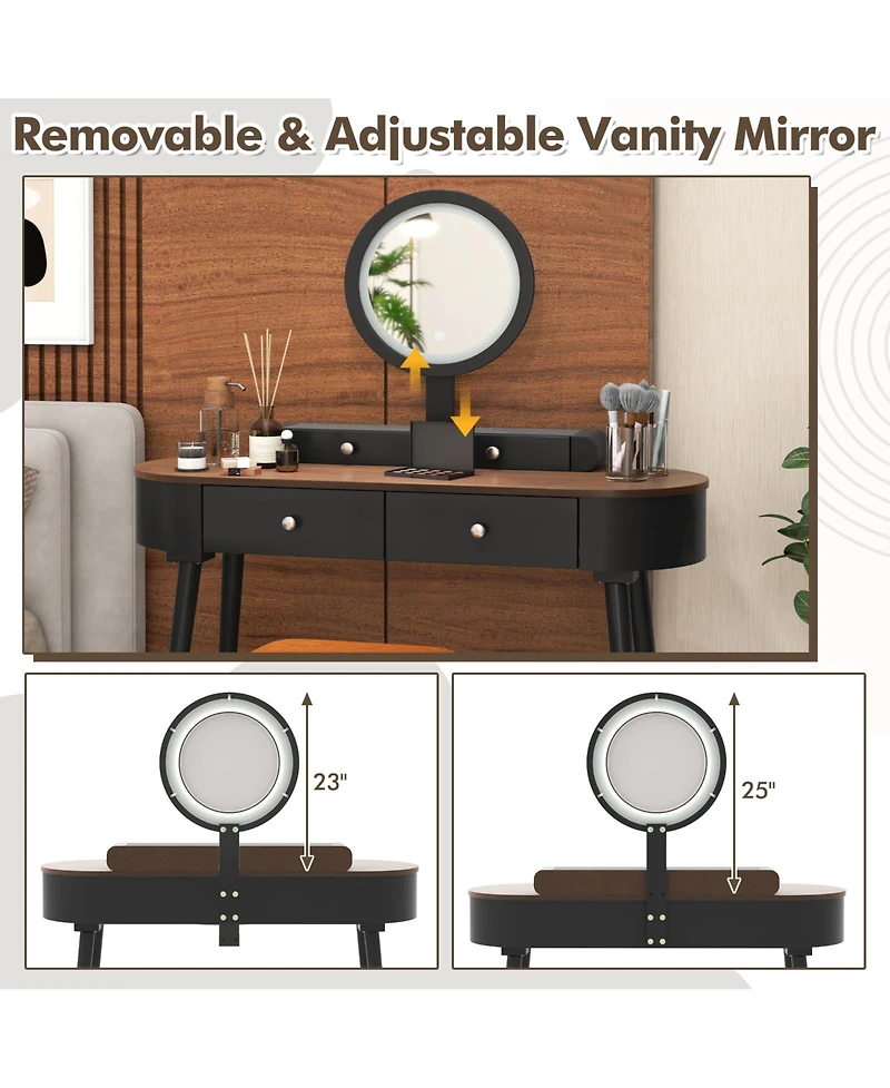 Makeup Vanity Table Set with Led Mirror and 3 Spacious Drawers