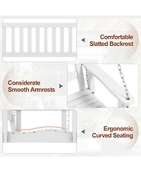 Gymax Wooden Porch Swing 2-Person Hanging Chair w/ Adjustable Galvanized Metal Chains