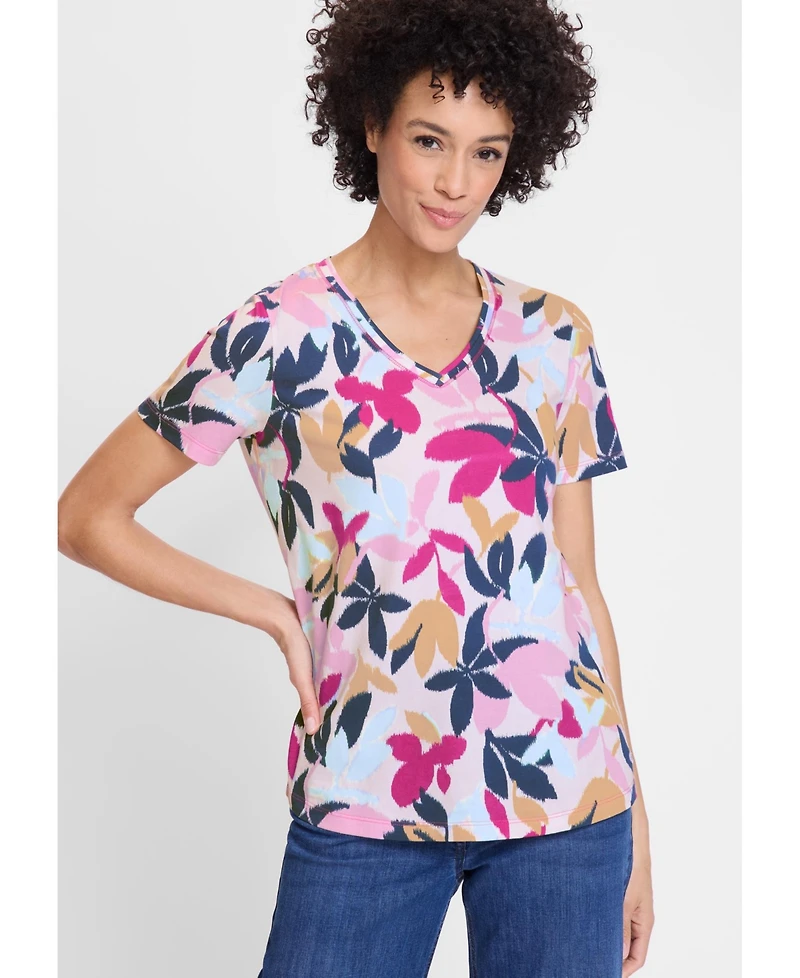 Olsen Women's Leaf Print T-Shirt