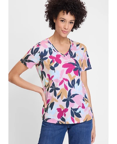 Olsen Women's Leaf Print T-Shirt