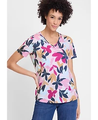 Olsen Women's Leaf Print T-Shirt