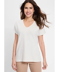 Olsen Women's Seersucker V-Neck T-Shirt