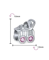 Bling Jewelry Pink Mother To Be Baby Carriage Stroller Charm Bead Sterling Silver