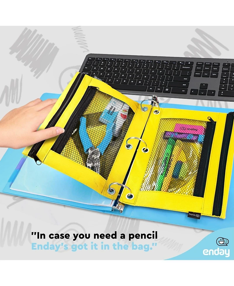 Enday Pink Pencil Pouch for 3 Ring Binder, Zippered Binder Pouches, Case Large Bags f