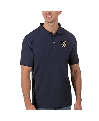 Antigua Men's Navy Milwaukee Brewers Legacy Pique Polo Shirt