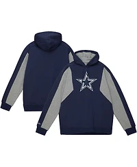 Mitchell & Ness Men's Navy Dallas Cowboys Color Blocked Fleece 2.0 Pullover Hoodie