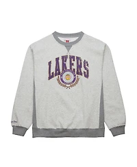 Mitchell & Ness Men's Heather Gray Los Angeles Lakers Vintage Logo Pullover Sweatshirt