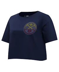 Pro Standard Women's Navy Denver Nuggets Jewels Boxy Cropped T-Shirt