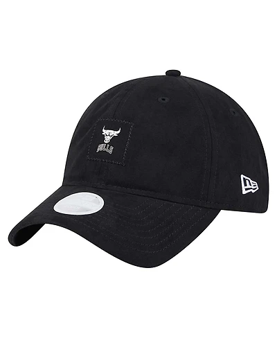 New Era Women's Black Chicago Bulls Sport Night Suede Patch 9TWENTY Adjustable Hat