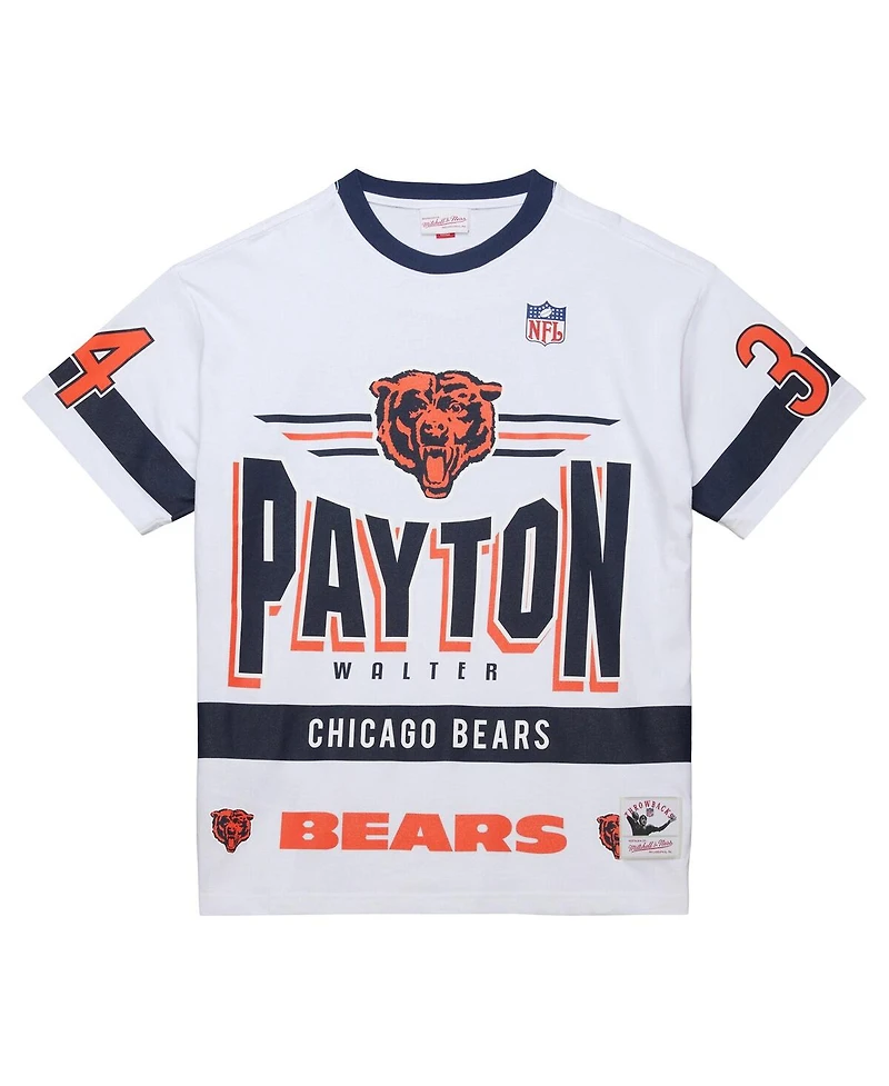 Mitchell & Ness Men's Walter Payton White Chicago Bears Name Number Team Origins Vintage Logo T-Shirt
