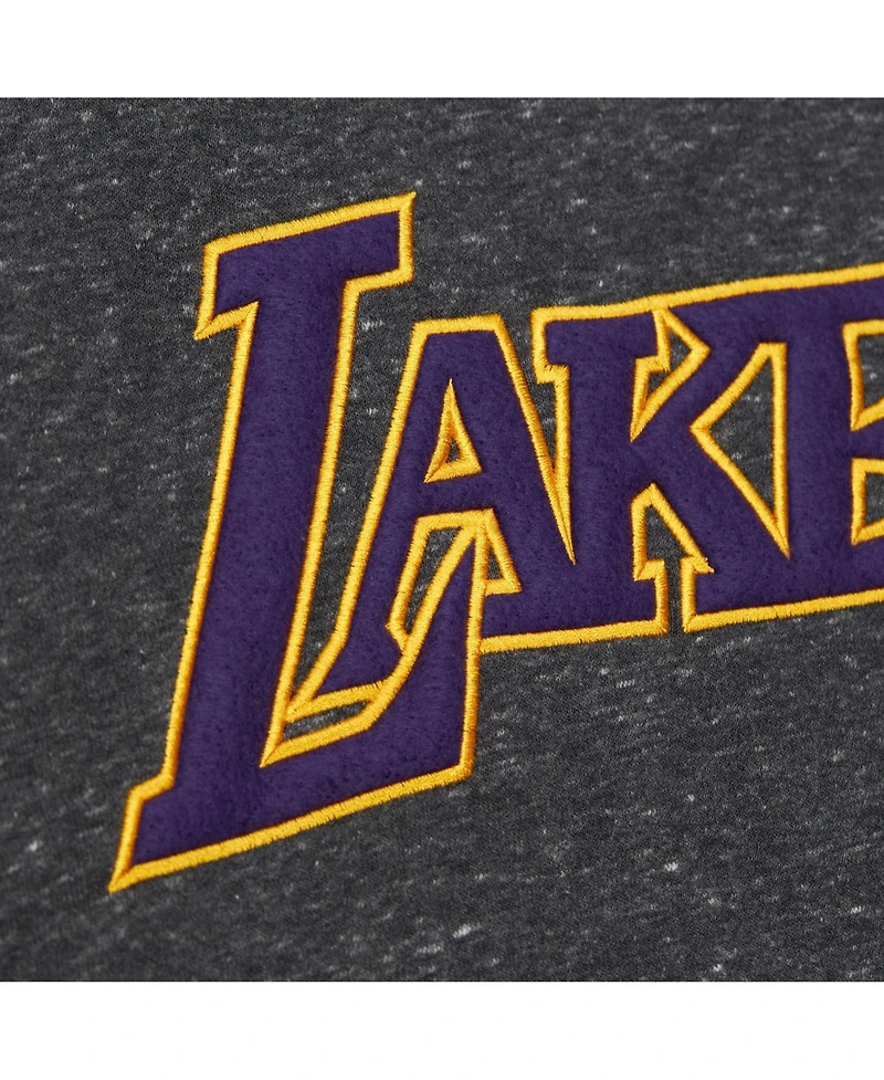 Mitchell & Ness Men's Black Los Angeles Lakers Out Collection Snow Washed Vintage Logo Pullover Sweatshirt