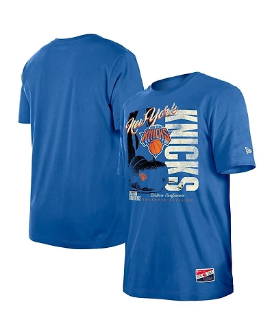 New Era Men's Blue York Knicks Distressed Throwback Vintage Color Pack T-Shirt
