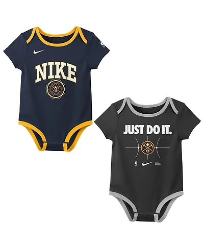 Nike Newborn Navy/Black Denver Nuggets Just Do It 2-Pack Bodysuit Set