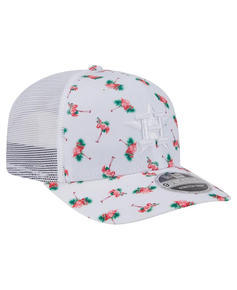 New Era Men's White Houston Astros Flamingo Mesh Back 9SEVENTY Stretch-Snap Hat