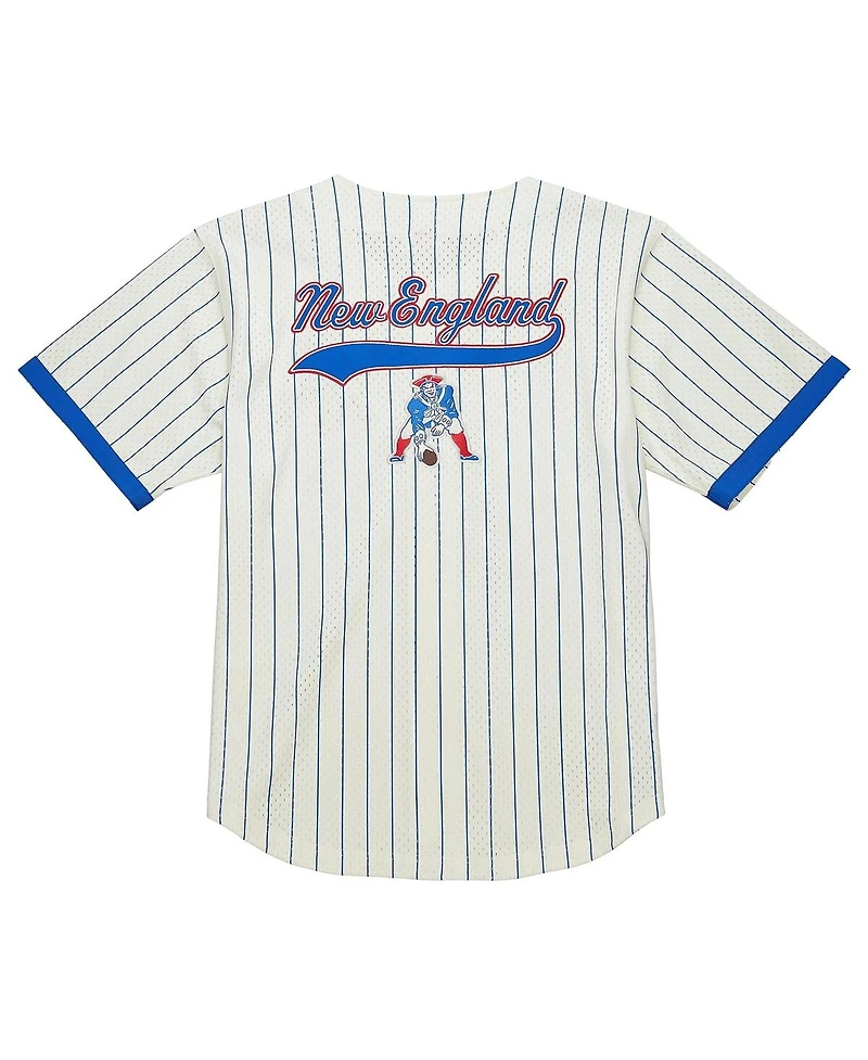 Mitchell & Ness Men's Cream New England Patriots Final Seconds Vintage Logo Mesh Button-Up Shirt