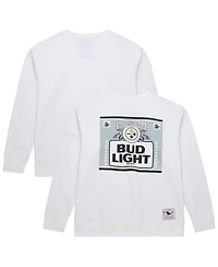 Mitchell & Ness x Bud Light Men's White Pittsburgh Steelers The Crest Pullover Sweatshirt
