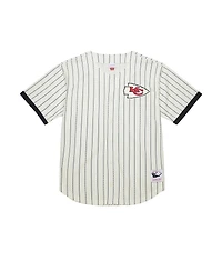 Mitchell & Ness Men's Cream Kansas City Chiefs Final Seconds Vintage Logo Mesh Button-Up Shirt