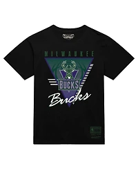 Mitchell & Ness Men's Black Milwaukee Bucks Worldwide Collection Tri-Logo T-Shirt