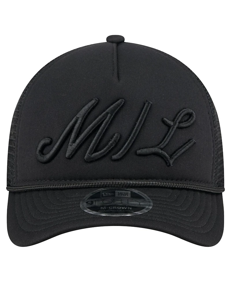 New Era Men's Black Milwaukee Brewers City Initial 9FORTY A-Frame M-Crown Adjustable Trucker Hat