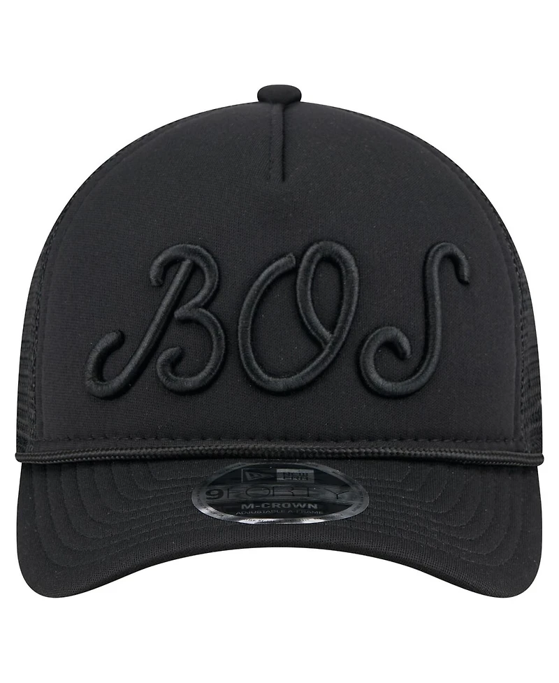 New Era Men's Black Boston Red Sox City Initial 9FORTY A-Frame M-Crown Adjustable Trucker Hat