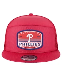 New Era Men's Red Philadelphia Phillies Split Panel 9FIFTY Trucker Snapback Hat