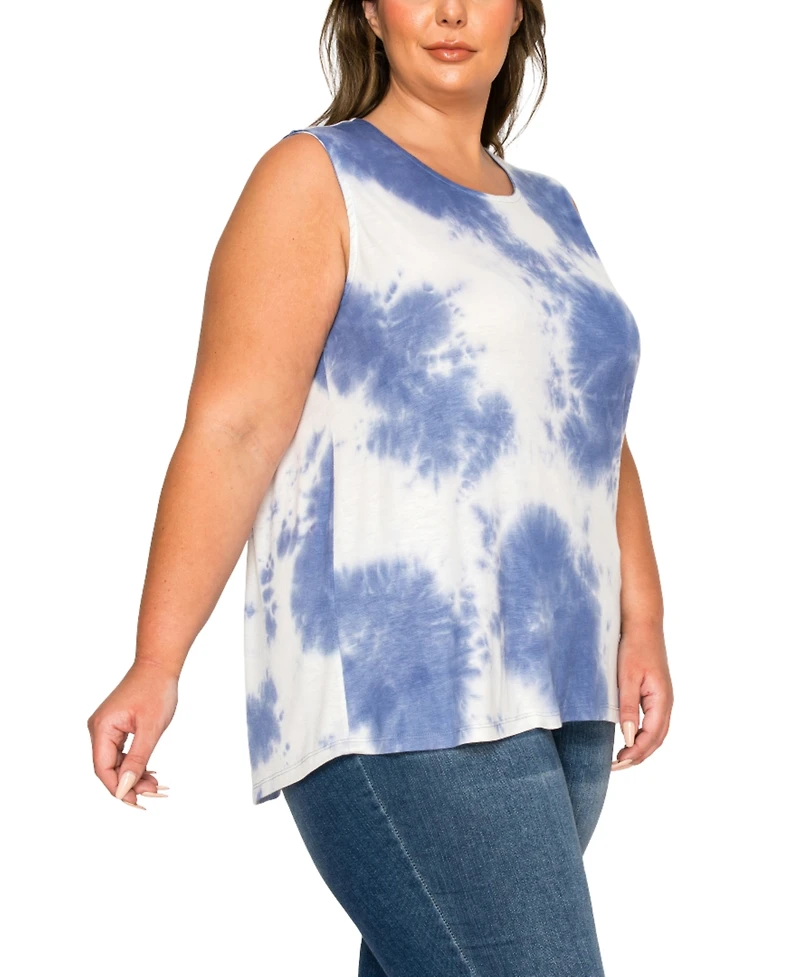 Coin 1804 Plus Tie Dye Button Back Tank Top