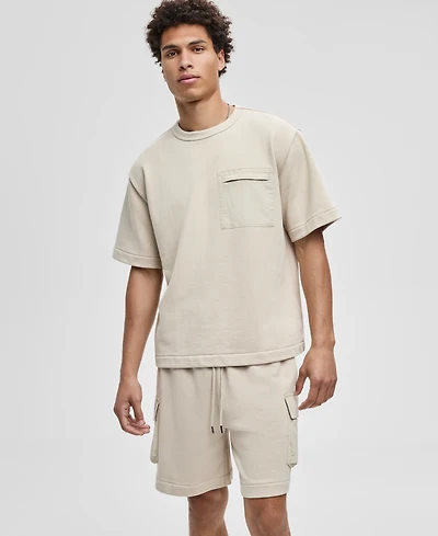 Mode of One Men's Mixed Relaxed-Fit French Terry Pocket T-Shirt, Macy's Exclusive