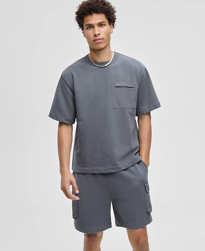 Mode of One Men's Mixed Relaxed-Fit French Terry Pocket T-Shirt, Macy's Exclusive