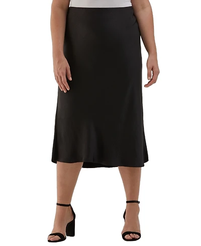 Ella Rafaella Plus Size Shine Midi Bias Skirt
