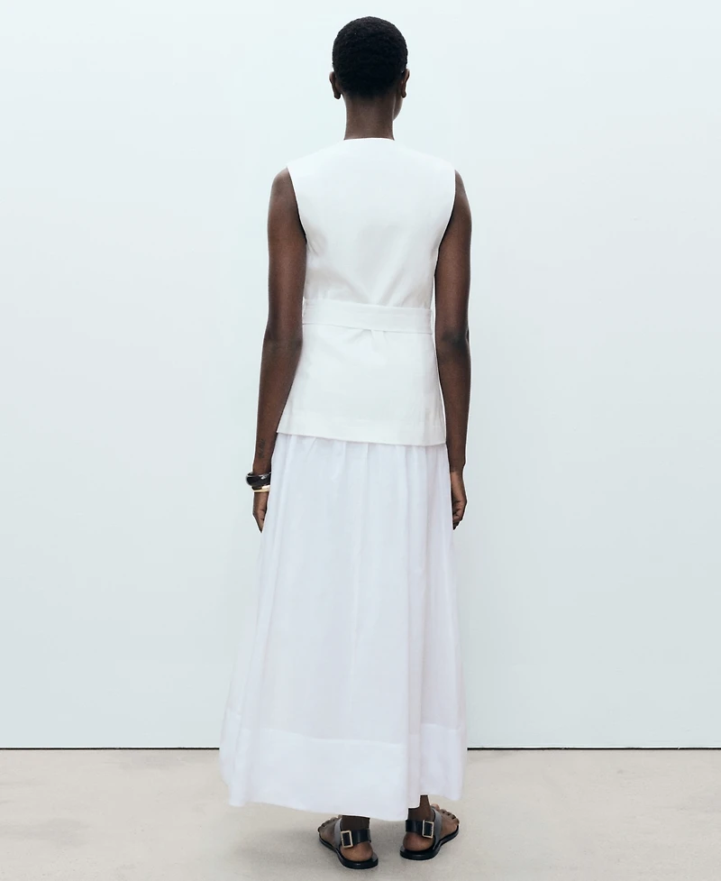 Mango Women's Belt Combined Woven Dress