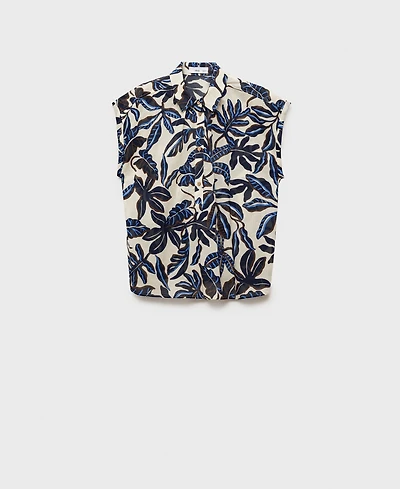 Mango Women's Short Sleeves Printed Cotton Shirt