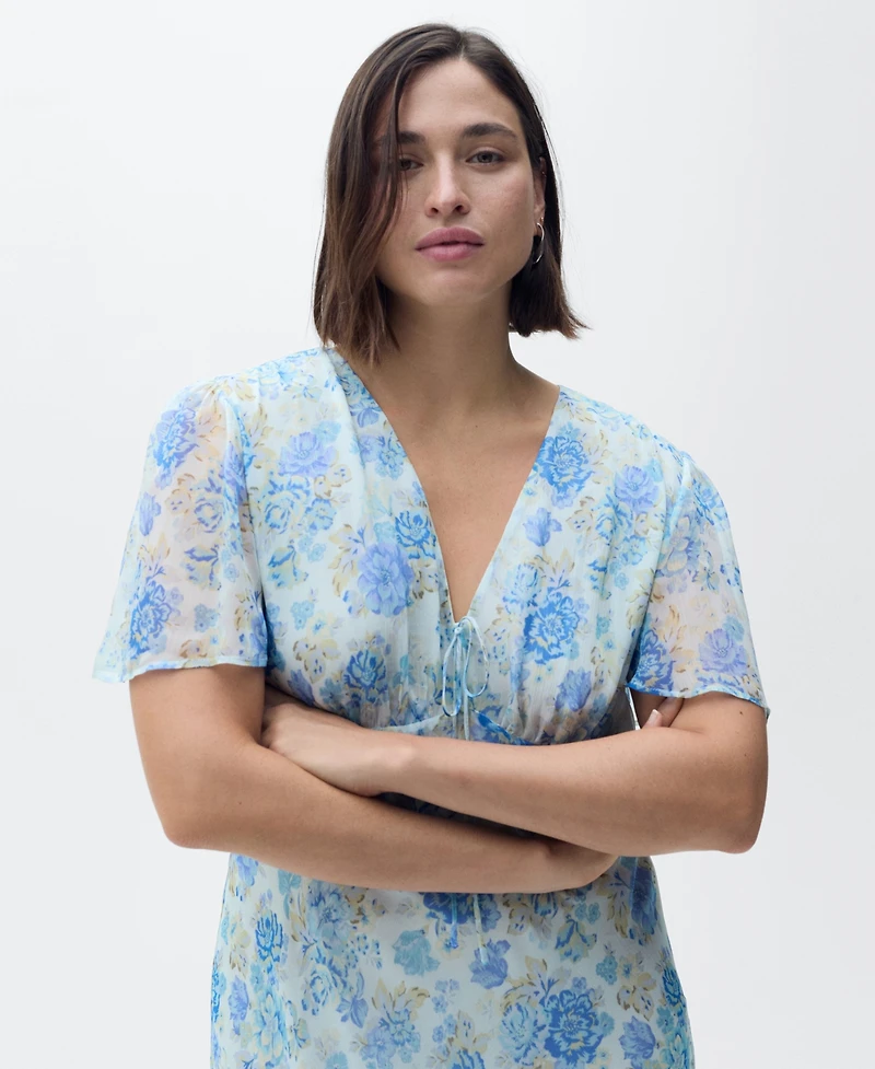 Mango Women's Short Sleeves Floral Dress
