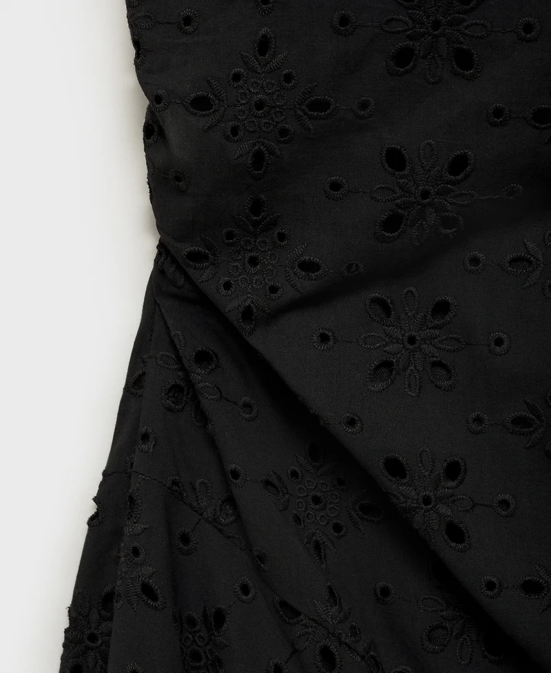 Mango Women's Openwork Embroidery Motifs Midi Dress