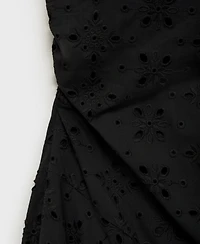 Mango Women's Openwork Embroidery Motifs Midi Dress
